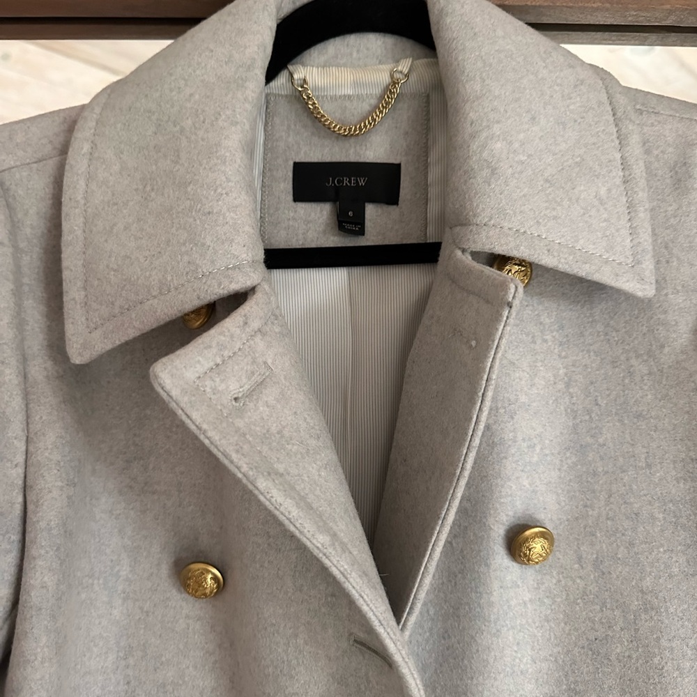Classic Double-Breasted Wool Coat in Light Gray - Picture 2 of 7